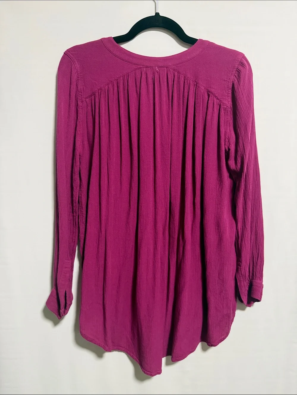 Free People New Romantics Magenta High-Low Button Tunic Top XS Fuchsia Boho